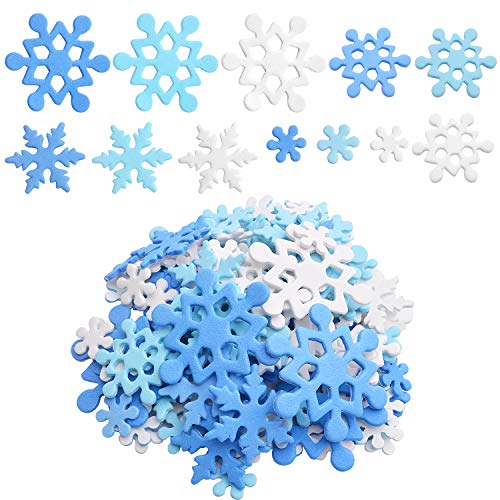 Snowflake Foam Stickers 120pcs Foam Snowflake Stickers Self-Adhesive Snowflake Stickers Foam Craft Stickers Decals for Card Making Christmas Party Decoration and Display