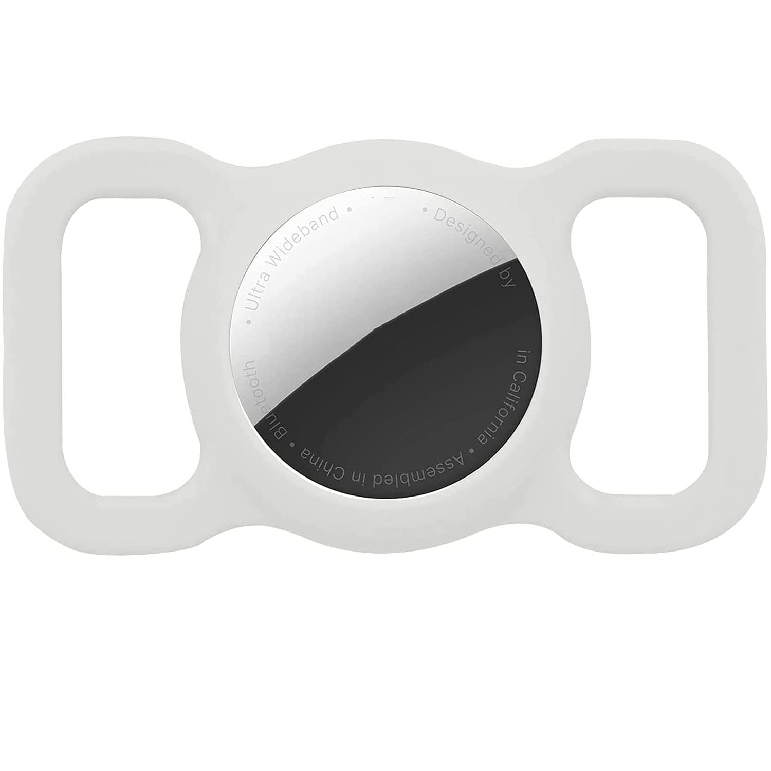 tekme Protective Silicone Case Cover for Airtag, Pet/Dog/Cat Collar Holder & Backpack, Cover Case Keychain Compatible with Airtag, Anti-Scratch Protective Skin Cover - Without Strap (White)