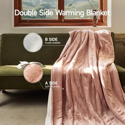 GOTCOZY Heated Blanket Twin Size - Electric Blanket with 6 Heating Level & 10 Hour Auto Off Heating Blanket, ETL Certified (62X84 Inch Rose Dust)