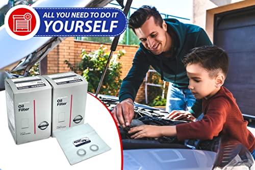 Pack Of 2 Engine Oil Filter Oem 15208-Ez40A With Drain Plug Compatible With Nissan Titan 2016-2019 Cummins Diesel Isv 5.0 Lf17517 #TOP1