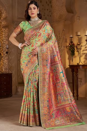 Image of SGF11 Women's Kanjivaram Pure Soft Silk Saree With Unstitched Blouse Piece