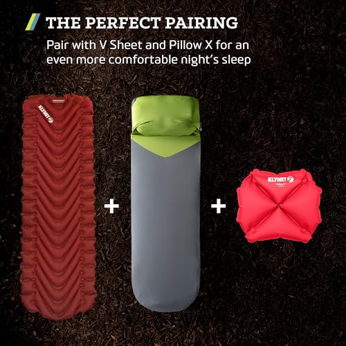 Image of KLYMIT Insulated Static V Inflatable Sleeping Pad | Comfortable, Lightweight, Easy to Inflate, Portable Air Bed Mattress for Camping, Backpacking and Hiking - Red
