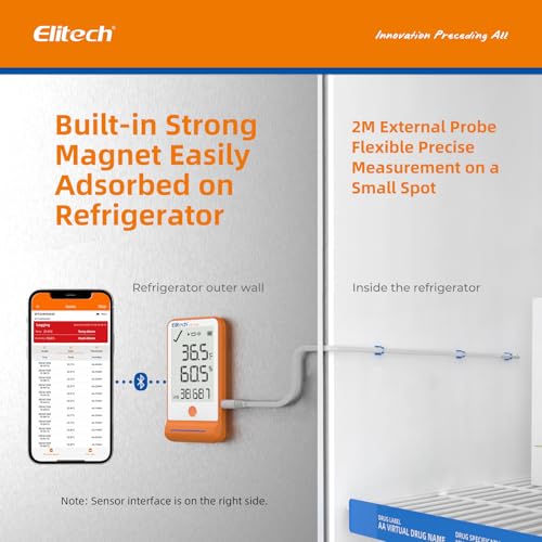 Image of Elitech 10Pack Bluetooth Ultra-Low Temp Data Logger for Refrigerator | 100,000 Points, PDF /CSV Export, Pharmacy Vaccine DDL Calibration Cert, MAX /MIN /AVG /MKT /GSP-6-TLE