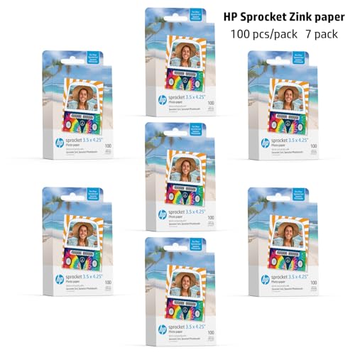 Image of HP Sprocket 3.5 x 4.25 inch Zink Sticky-Backed Photo Paper (700 Pack) Compatible with HP Sprocket 3x4 Photobooth and Photo Printer
