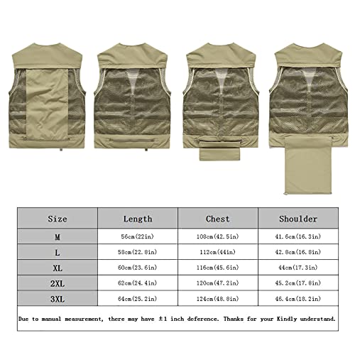 Summer Men Hiking Fishing Vest Mens Photographer Waistcoat Mesh Cargo Sleeveless Jacket Tool Vest,Blue,L #TOP1