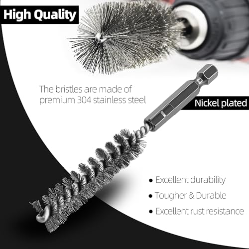 Image of 5Pcs 7 /16 inch Stainless Steel Wire Bore Brush for Power Drill Cleaning