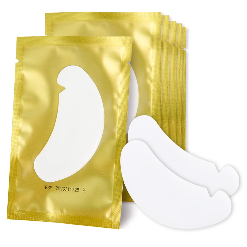 100 works Eye Pads Eyelash Pads for Eyelash Extension Eyelash Lifting Eyelashes Colouring Eyelashes Eye Patches Eyelash Extension Pad (V-Pads Gold)