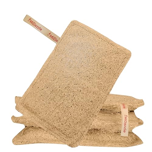 Image of Midazzle 100% Natural Body Scrubber Loofah for Bathing (Rectangle) (Pack of 4)