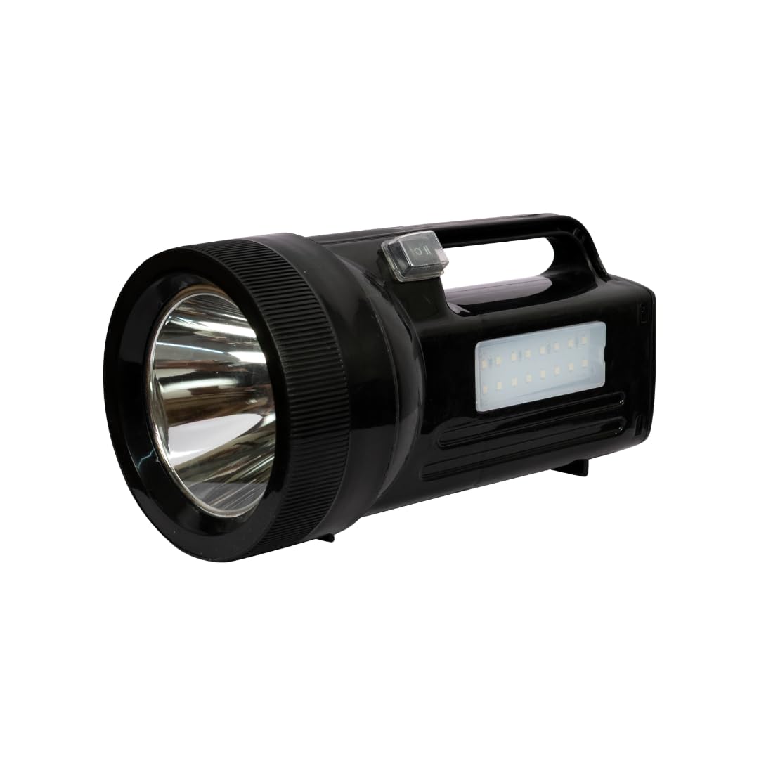 Rechargeable Torch Light 150W LED, 10000mAh Lithium-Ion Battery, Long Range Beam, 10H Backup, Type-C Charging, Side LED Panel, 2 Mode Switch for Emergency & Outdoor (Black)-image-44