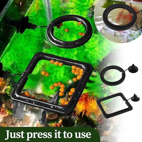 2 Pcs Futterautomat, Schwimmpflanzen Aquarium Futterring mit Saugnäpfen Schwimmende Pflanzenringe Wasserwechsel-Fischfutterspender Schwimmender Ring für Bettas, Goldfisch, Schildkröte (Schwarz)
