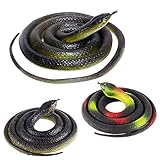 3 Pcs Long Rubber Snakes Realistic, Plastic Fake Snake Toy to Keep Birds Away, Garden Props to Scare Squirrels, Cats, Micea and Halloween Party Favors for Kid's Snake Prank(47.2 Inch and 31.5 Inch)