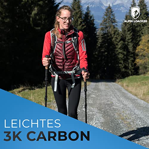 Alpin Loacker Teleskop Wanderstöcke Carbon mit Korkgriff I Leichte Nordic Walking Stöcke Damen und Herren für Skifahren… - Image 3