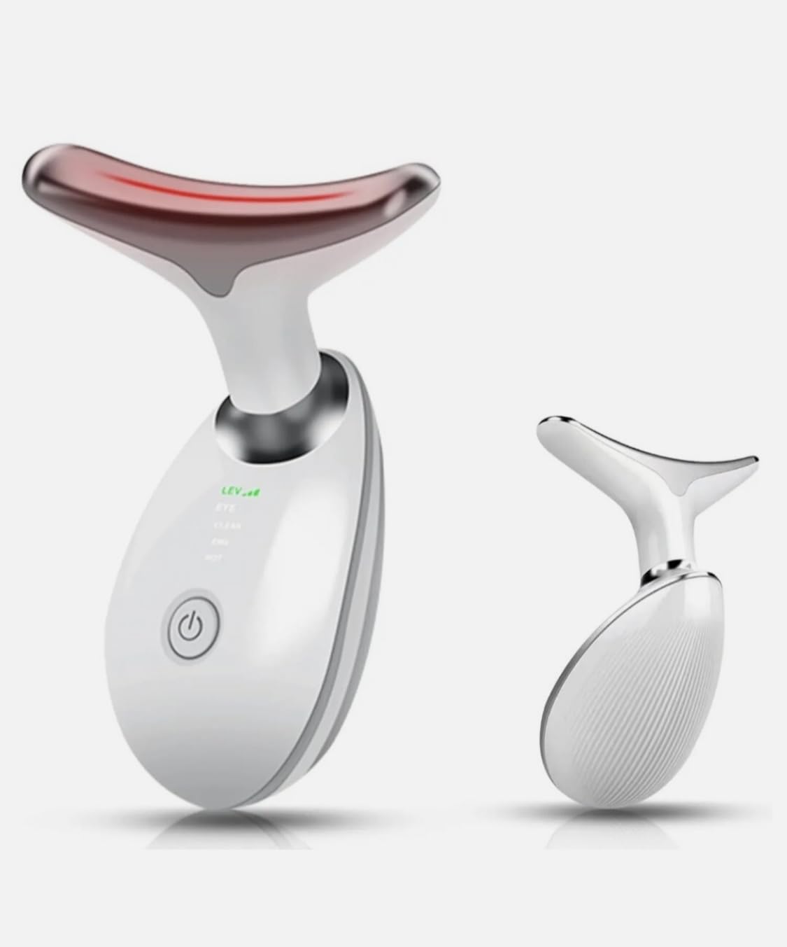 Masseur Visage et Cou, 3 Modes, 7 Lumières LED, Anti-rides et Raffermissant, Blanc