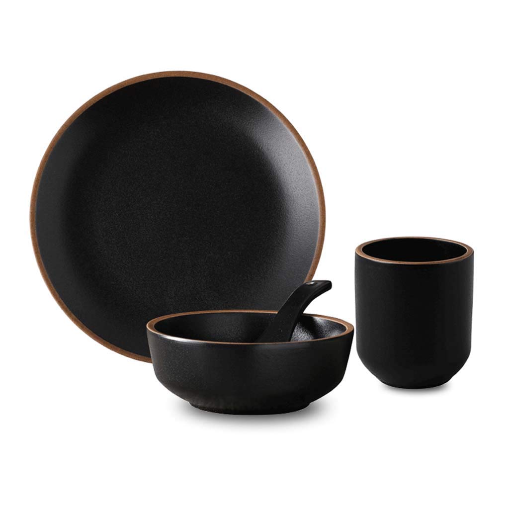 Vaisselle Bol en céramique simple, tasse cuillère à vaisselle Ensemble de comptoir de restaurant quatre pièces | Ensemble d'une personne