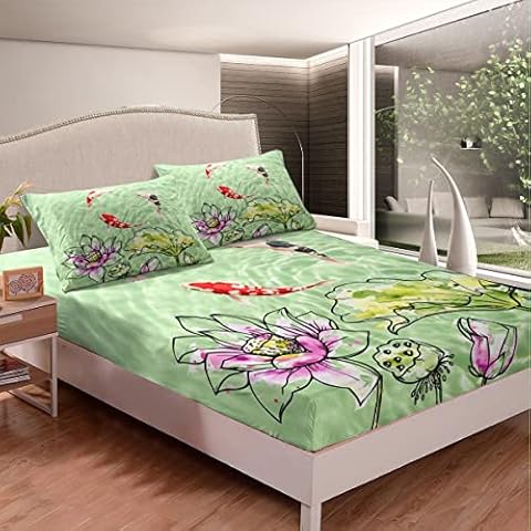 Juego de sábanas florales de Lotus hoja de loto Cover
