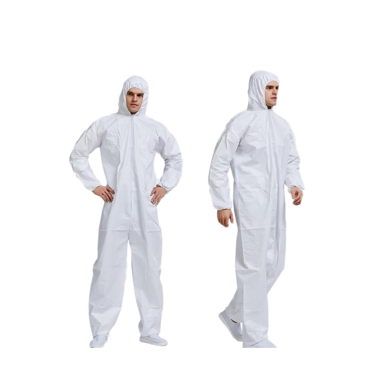 Fancystyle Tuta protettiva usa e getta con cappuccio, cerniera frontale, polsi e caviglie, colore bianco, 6 pezzi/24 pezzi