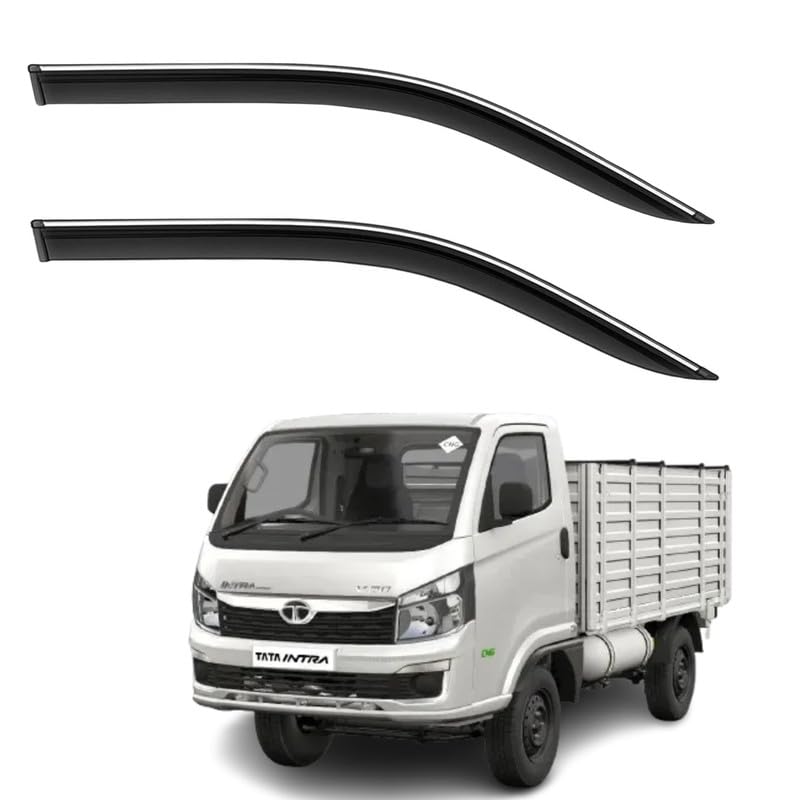 Image of CAR SAAZ Side Door Visors for Intra (Set of 2Pcs)|Chrome Lined Rain Guards, Polycarbonate, Smoke Finish