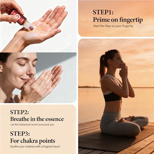 Slema 7 Chakra Essential Oil Roll-On Gift Se &ndash; 7 x 10ml Crystal & Jade Rollerballs for Mindfulness, Relaxation & Daily Self Care Rituals (7 x 10ml-Essential Oil Roller Sets)