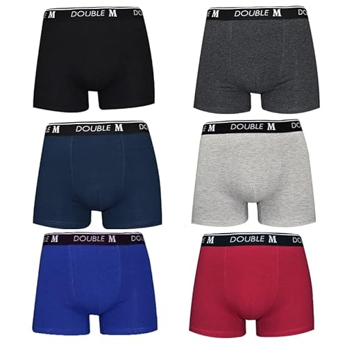 DOUBLE M, 6er Pack Boxershorts, Herren Boxershorts aus Baumwolle Mit Komfortablem Stretch, Einfarbig, Erhältlich in den Herrengrößen M, L, XL, XXL. DOUBLE M, 6er Pack Boxershorts, Herren Boxershorts aus Baumwolle Mit Komfortablem Stretch, Einfarbig, Erhältlich in den Herrengrößen M, L, XL, XXL.