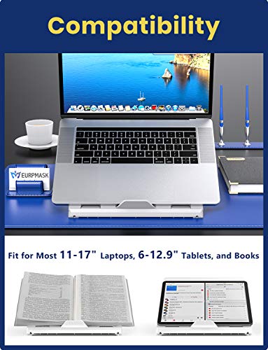Laptop Stand, Multi-Angle Laptop Stand Riser, Foldable Desktop Notebook Holder Mount, Adjustable Eye-Level Ergonomic Design, Portable Laptop Riser for Computer PC Tablet Phone, EURPMASK - Thumbnail 2