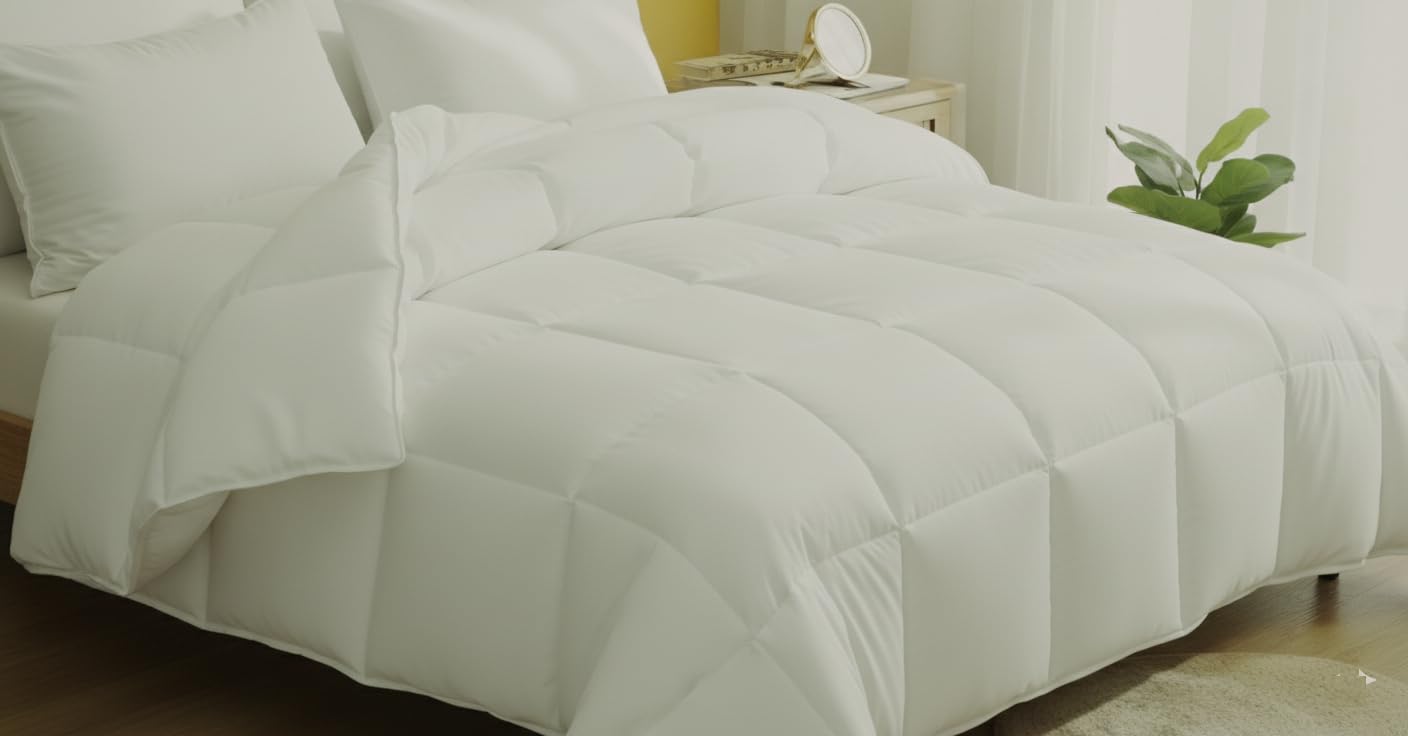 L S U Warm Soft Duvet - Waterproof Fire Retardant Non Allergic All Year Around Green Tint Quilt (TOG 4.5, Double)