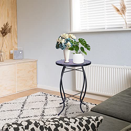 Mumtop Outdoor Side Table - Patio Table Mosaic Coffee Side Tables Peacock Glass Accent Table Round Small Table Purple For Indoor Garden Plant Stand… #TOP6