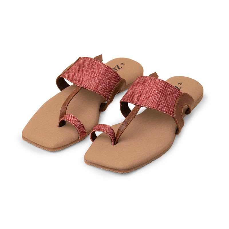 Image of ZOUK Women's Handcrafted One Toe Kolhapuri Chappals