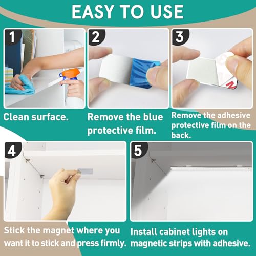 Image of 12 Pcs Under Cabinet Light Magnetic Strip Replacement with Adhesive Backing | 3CMx1.7CM Not Magnets, Premium Materials, Sturdy And Durable