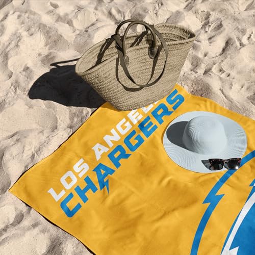 Image of Northwest NFL Los Angeles Chargers Microfiber Beach Towel, 30 x 60 Inches - Quick Dry, Sand Resistant, Lightweight, Highly Absorbent, Incisor Design