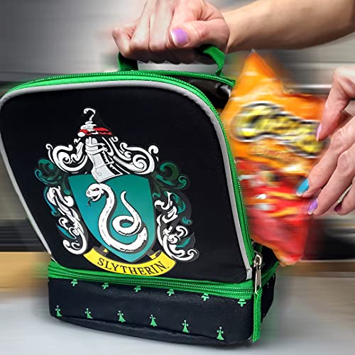 Image of Bioworld Harry Potter Lunch Box 10 inch Dual Compartment Tote (Slytherin Crest)