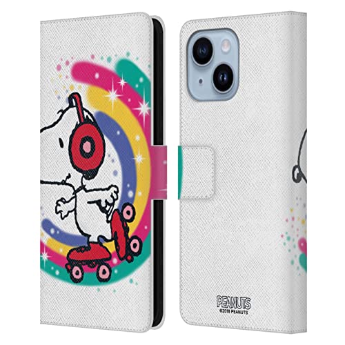 Étui iPhone 14 Plus Snoopy Peanuts motif patinage artistique nostalgique coloré