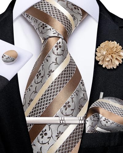 Image of DiBanGu Silk Zipper Ties for Men, Formal Pre-tied Necktie | Adjustable Tie,6PCS,Various Design Styles,Jacquard Woven,Skin-friendly,Practical Gift,Great for Wedding Party,Business Formal
