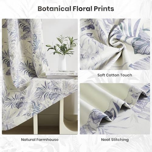 Cortinas de oscurecimiento botánico Melodieux de algodón texturizado con hojas naturales 52x72 7