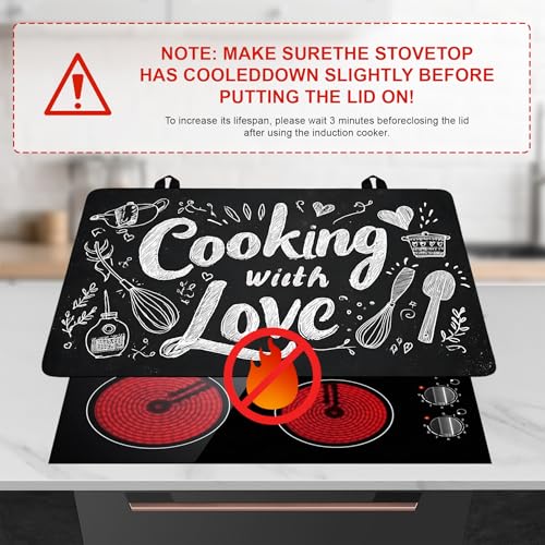 Image of Stove Top Cover for Home Decoration Kitchen Pad Washable Cooktop Covers Countertop Stove Protector Mat for Home Kitchen Cooktops (Cooking with love, 30 inchx21 inch)