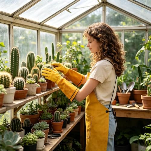 Guantes de jardinería para mujer con puño protector para granja 2