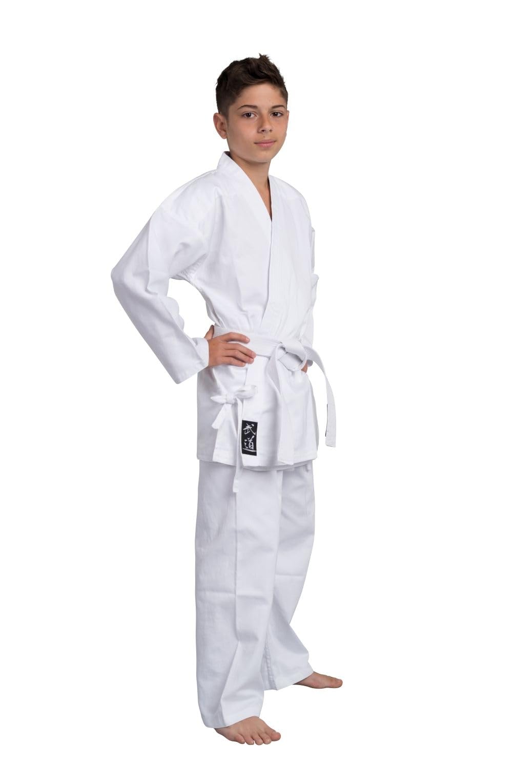 Kinder Karateanzug Kidoka II weiß - Leichtes Kids Modell 8 oz Baumwolle - Karate Gi Set - Jacke Hose Gürtel - Einsteiger Anzug