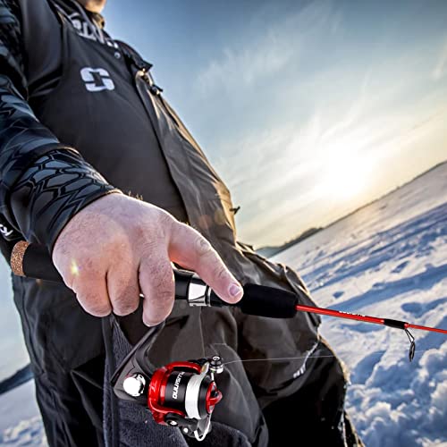 PLUSINNO Ultralight Winter Ice Fishing Rod Reel Combo 26/27/28 inch. Medium Light Fast Action Multi-Species Spinning Ice Fishing Pole Tackle Walleye Perch Panfish Bluegill Crappie