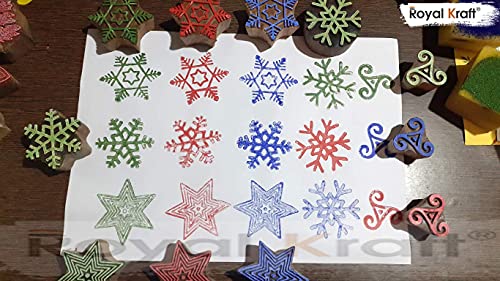Handmade Designs Star And Snowflake Wooden Block Stamps (Set Of 5) #TOP6