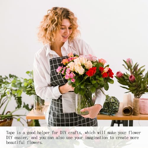 Floristik Kreppband,3-Teiliges Set Floristenband mit 100 Pcs Blumendraht Grün,Floristenkrepp,Self-Adhesive Floral Tape,Geschenkverpackungen und DIY Bastelarbeiten(27m/Rolle)