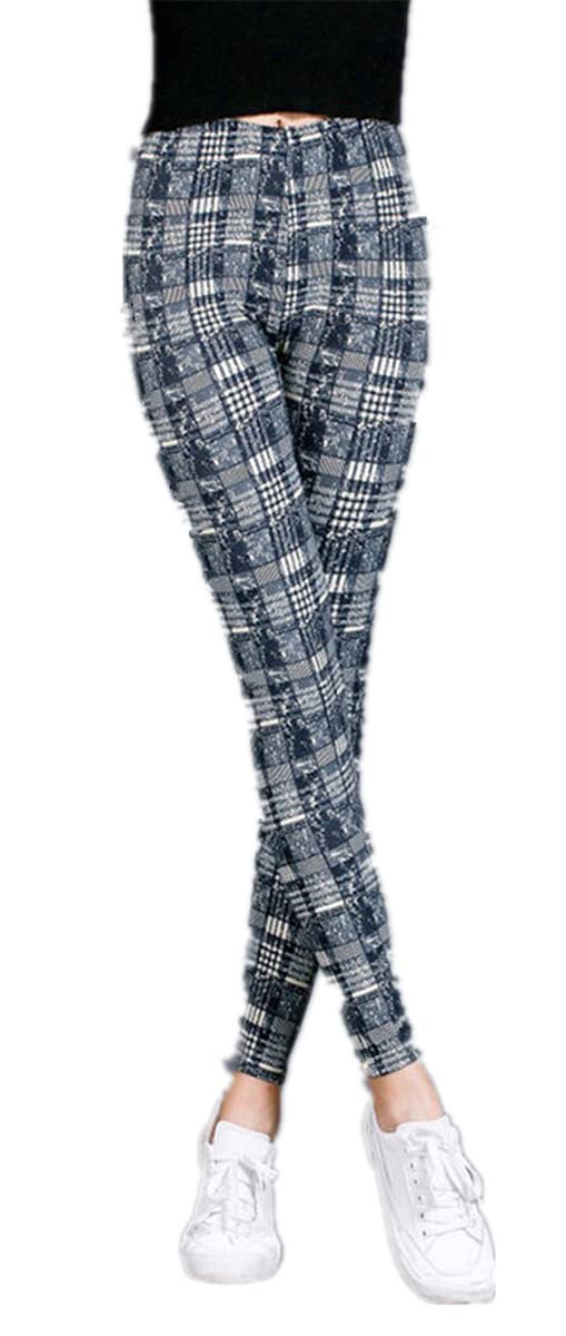 Fioeyr Womens Red Tartan Check Print Elacticated Ladies Full Length Long Leggings Skinny Stretchy Pants Trousers