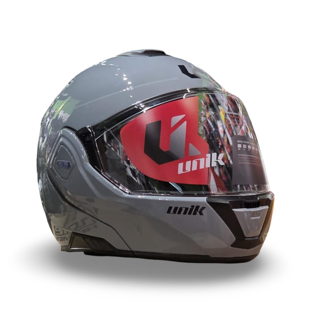 unik Casco Modular Abatible 180 Spectrum Moto Adultos Visera Solar Doble Policarbonato 2 Calotas Ventilación Frontal Trasera Cierre Micrométrico - Nardo Grey, Talla XL