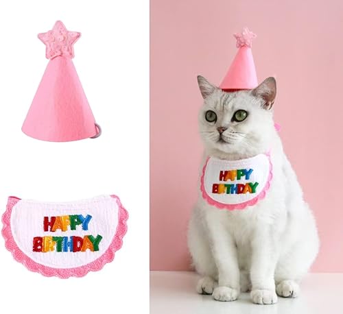 Pañuelo de feliz cumpleaños para mascotas, gatos, perros, bufandas y sombrero de fiesta, mini perrito, gato, decoración de fiesta de cumpleaños,