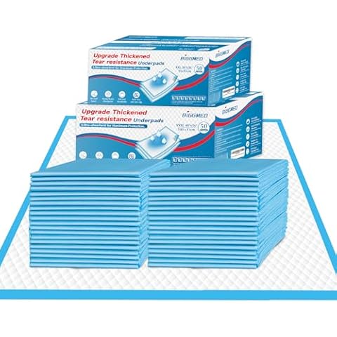 100 Pack - Tear-Resistant Disposable Underpads Bundle with 50 Pack 40 x 36 Chucks Pads, 50 Pack 36 x 36 Bed Pads Chux Pads, Thicker Extra Large Pee Pads for Adults, Elderly, and Pets Cover