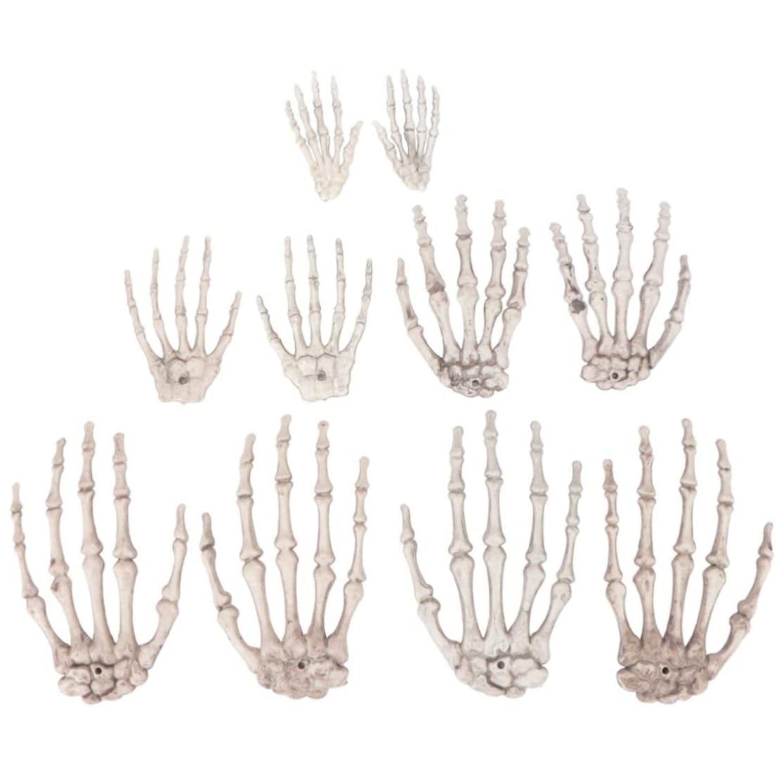 Striegro 5 Pair Plastic Skeleton Hands, Halloween Prop..