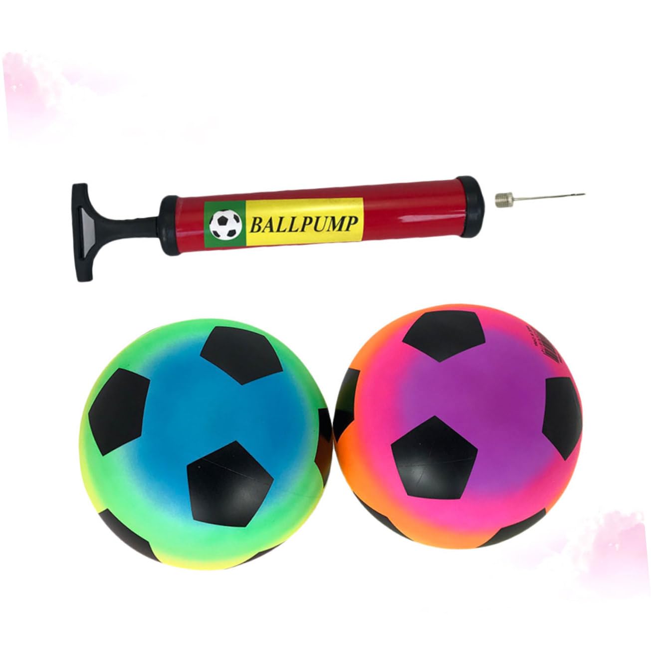 Sosoport Funny Inflatable Football PVC Ball Toy Large Bouncy Balls for Pack with Inflator Random Color