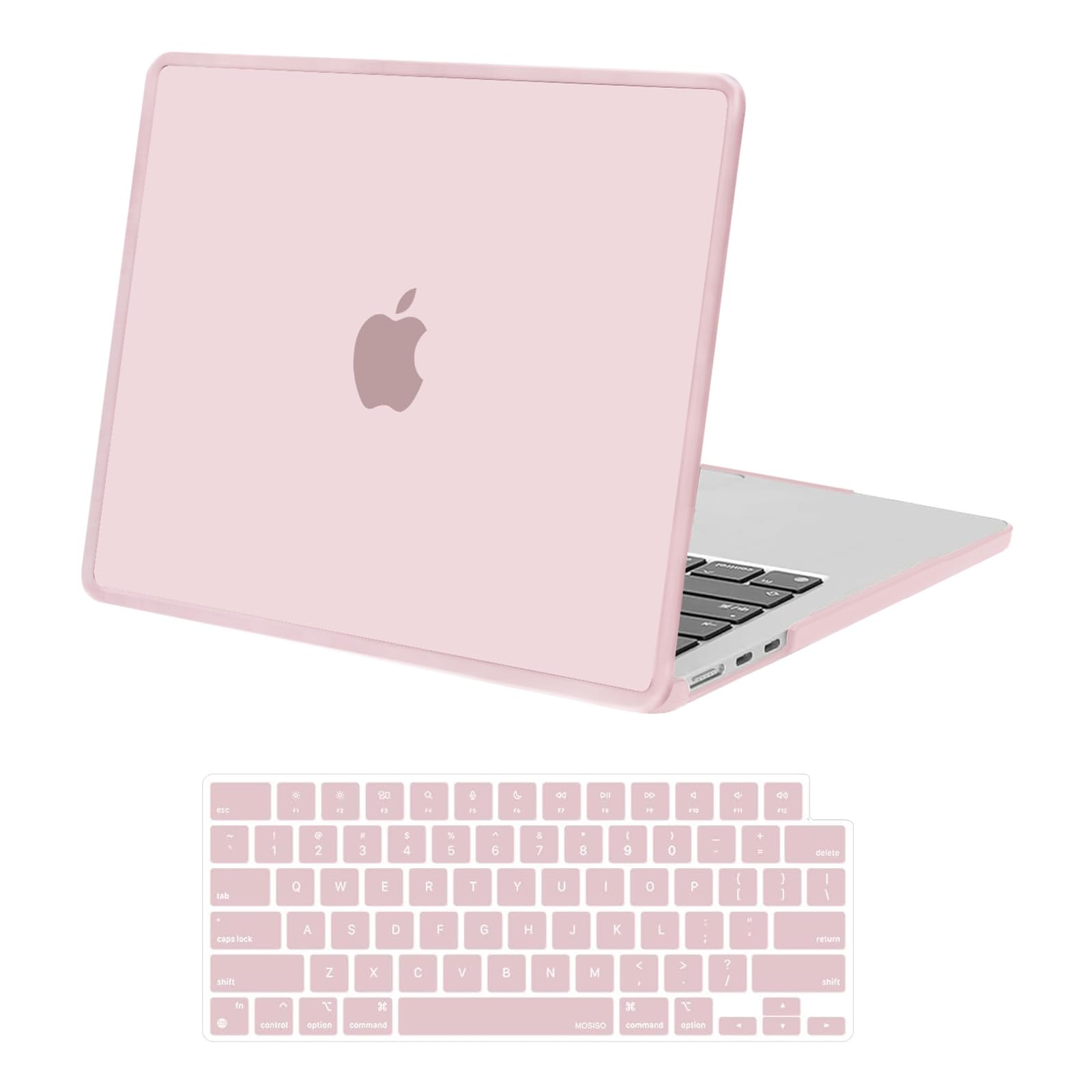 MOSISO Compatible with MacBook Air 13 inch Case 2025-2022 M4 A3240 M3 A3113 M2 A2681, Soft TPU Frame Bumper Anti-Cracking Hard Shell&Keyboard Cover for MacBook Air 13.6 inch Case, Rose Pink