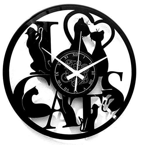 Instant Karma Clocks | Horloge Murale Design Chat I Love Cats | Déco Originale Félin et Amoureux...