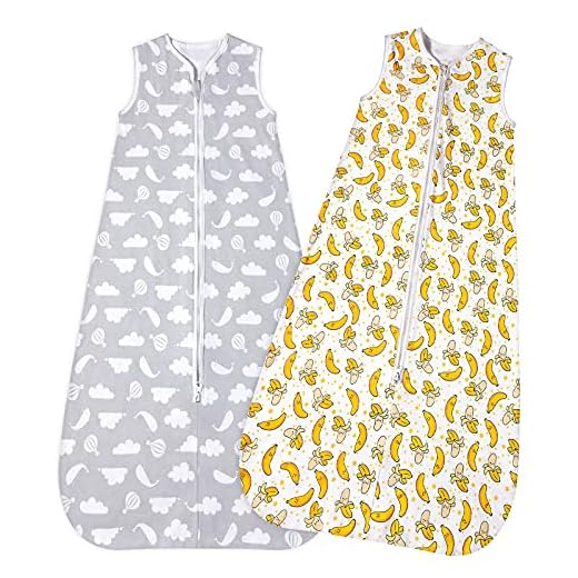 Lictin Gigoteuse Bébé 0.5 Tog - Gigoteuse d'été pour Bébé Lot de 2 sans Manches Sac de Couchage Bébé été Pyjama Bio, 83-99m Gigoteuse Naissance pour Bébé