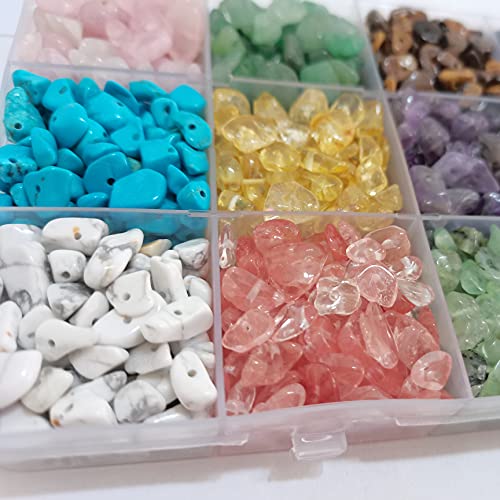 Gangganghao 1888 Pcs Natural Chip Stone Beads About 500G Irregular Gemstones Healing Crystal Loose Rocks Bead Hole Drilled Diy For Bracelet Jewelry Making Crafting (5-8Mm, 15 Color Mix-S1) #TOP3