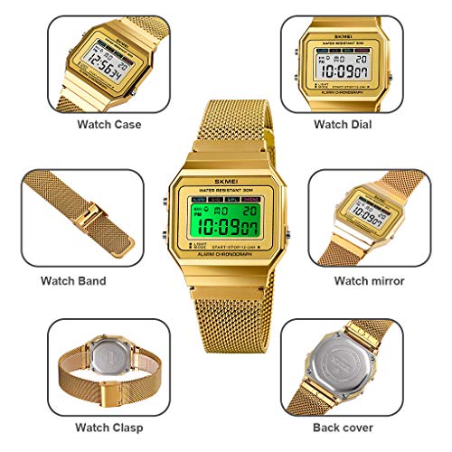 Stylish Multifunctional Digital Sports Watch for Men and Women - Waterproof Stainless Steel Square LED Timepiece - Image 4